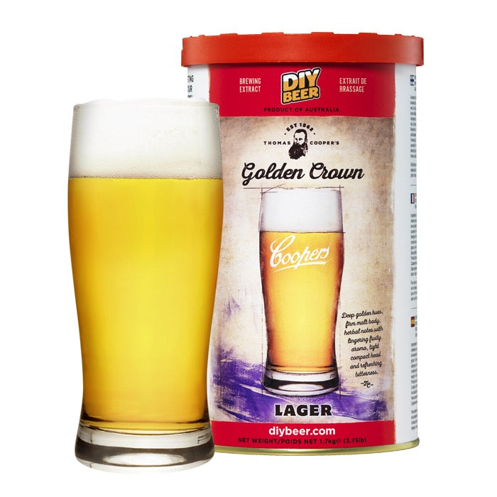 Ölsats Coopers TC Golden Crown Lager För Hemmabryggning Komplett Paket Med Klassisk Lagerstil Och Djup Gyllene Färg