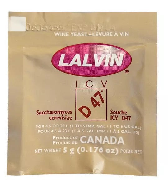 Vinjäst Lalvin ICV D47 För Vita Viner Chardonnay Med Citrus Och Blomtoner Och Fyllig Kropp 5 g