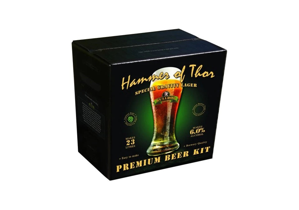 Ölsats, Ölsats Hammer Of Thor Special Gravity Lager Av Bulldog Brews Hemmabryggning Med Kraftfullt Lager Beska – produktbild