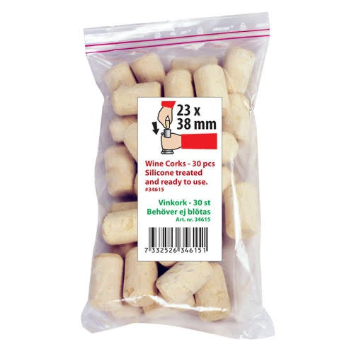 Vinkork, 22x38 Pressad silikon 30st