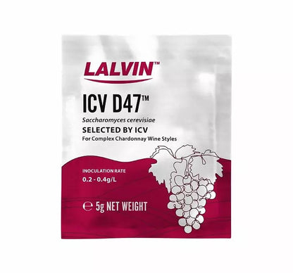 Vinjäst Lalvin ICV D47 För Vita Viner Chardonnay Med Citrus Och Blomtoner Och Fyllig Kropp 5 g