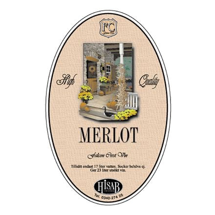 Vinetikett FC Lyxetikett Merlot Premium Etikett För Hembryggt Vin Med Professionell Design Och Enkel Montering