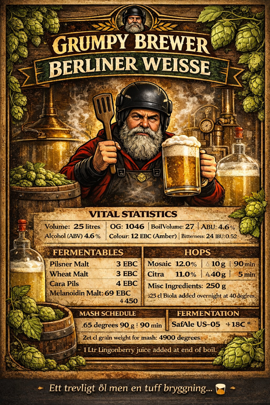 Grumpy Brewer Berliner Weisse Ölsats 25L Med Nordisk Touch Syrlig Maltbas För Hembryggning